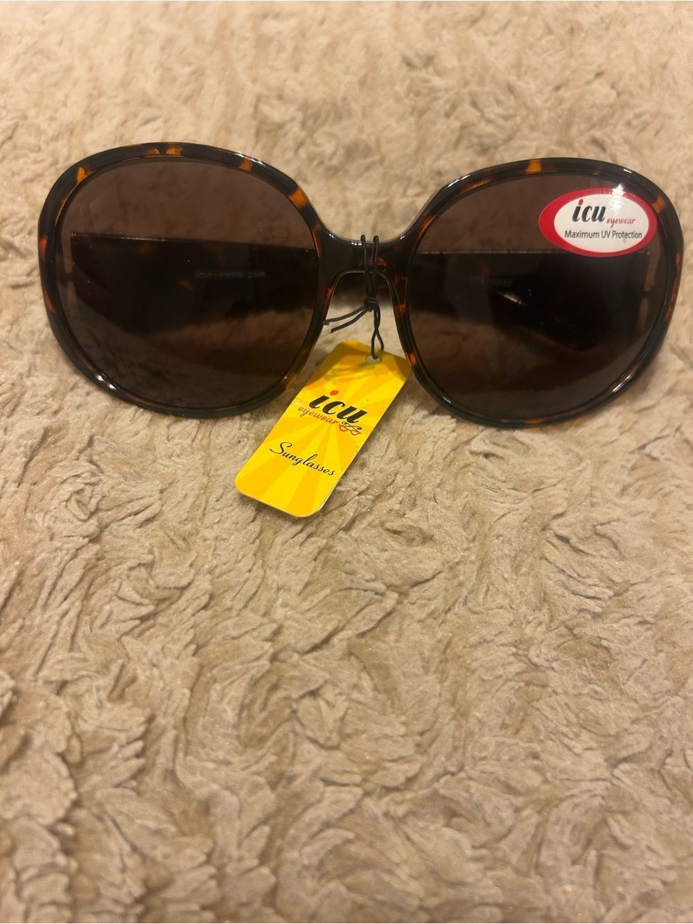 ICU Eyewear Oval Tortoise Sunglasses | Retro Y2K Style | UV Protection